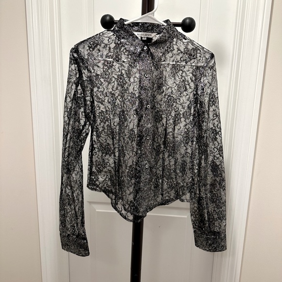 NWT Mark Eisen Sheer Lace Blouse - Picture 1 of 5
